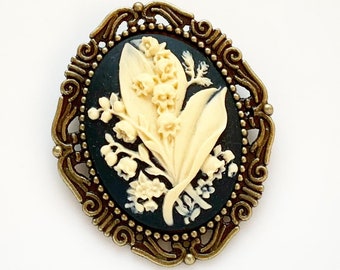 Lily of the Valley Brooch: Silver Cameo, Vintage May Flower Pin - Etsy