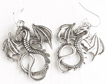 Dragon Earrings Silver Dragon Jewelry