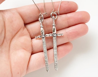 Sword Earrings Renaissance Faire Long Gothic Earrings Sword Jewelry