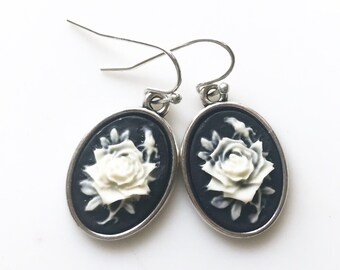 Rose Cameo Earrings Rose Jewelry Gift for Women Rose Earrings