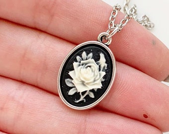 Rose Cameo Necklace Small Rose Pendant