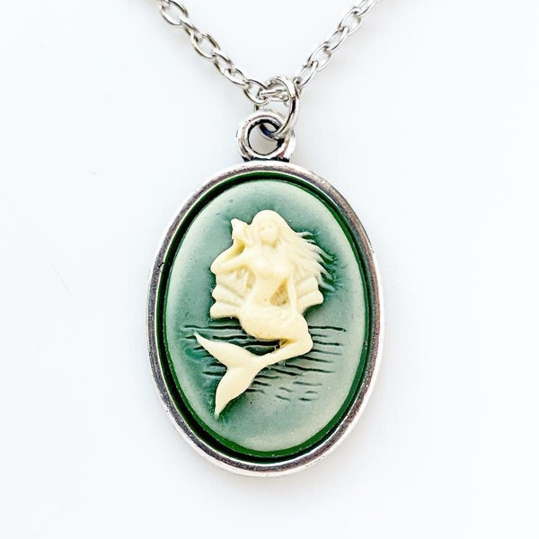 Mermaid Cameo Necklace Mermaid Jewelry