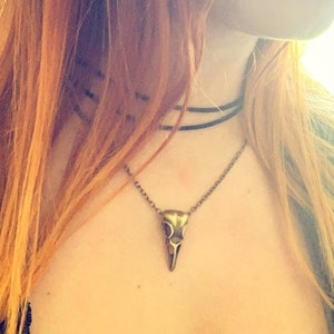 Raven Skull Necklace Gothic Crow Bird Skull Pendant