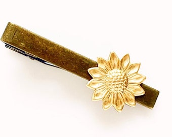 Sunflower Tie Clip Tie Bar Rustic Summer Wedding Gift for Him