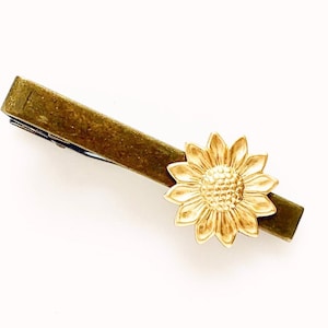 Sunflower Tie Clip Tie Bar Rustic Summer Wedding Gift for Him image 1