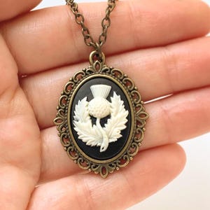 Scottish Thistle Cameo Necklace Scotland Thistle Jewelry