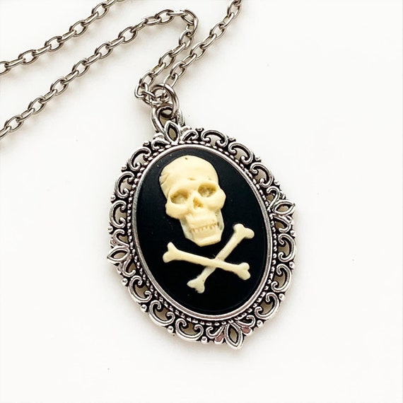 Skull Cameo Necklace Pirate Costume Renaissance Faire Skull and