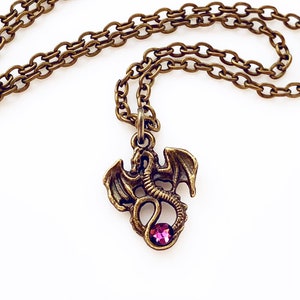 Dragon Birthstone Necklace Dragon Lover Gift Custom Pendant Necklace image 3