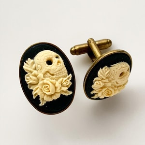 Skull Cufflinks Gothic Halloween Wedding Goth Gift for Men