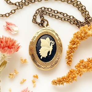 Butterfly Cameo Locket Necklace Butterfly Jewelry