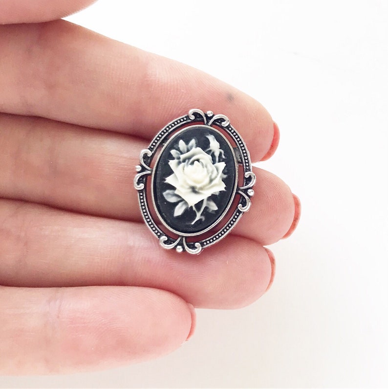 Rose Cameo Brooch Flower Pin Floral Edwardian Style Jewelry Etsy