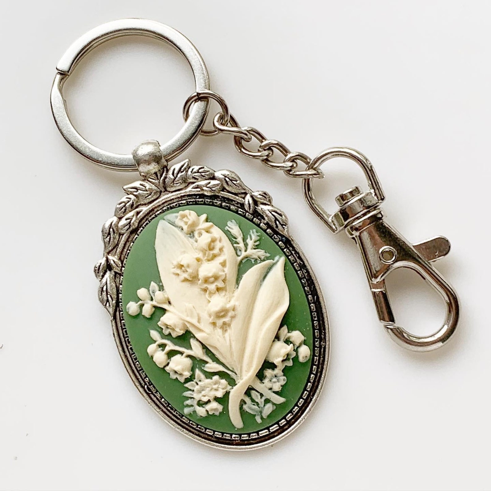 Lily of the Valley Keychain Cameo Key Chain Floral Accessories Etsy
