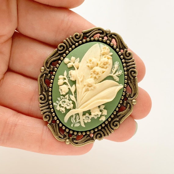 スズランカメオブローチ 花柄カメオピン - Etsy 日本