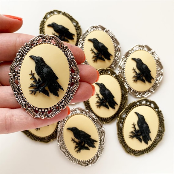 Extra Large Black Raven Gold Brooch Pin - Metal Crow Bird Jewelry, No Gemstone - View #8