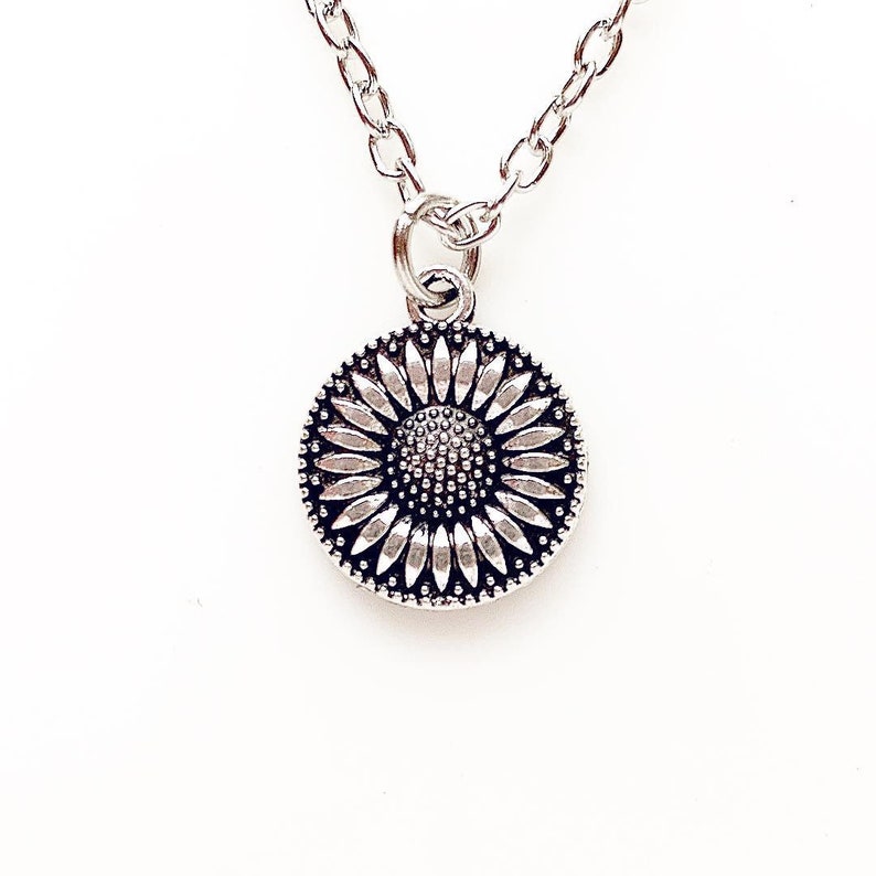 Sunflower Necklace Silver Sunflower Jewelry Gift for Women Etsy