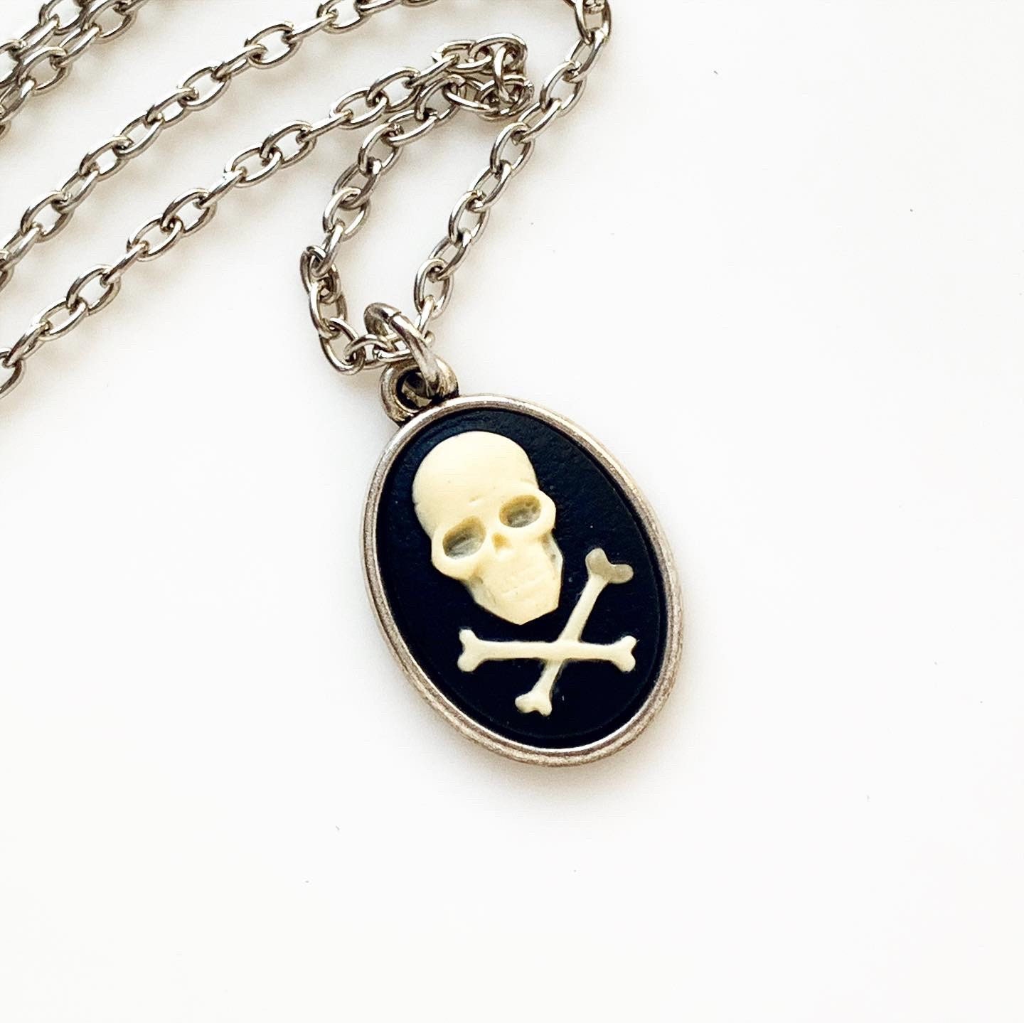 Skull Cameo Necklace Jolly Roger Skull 
