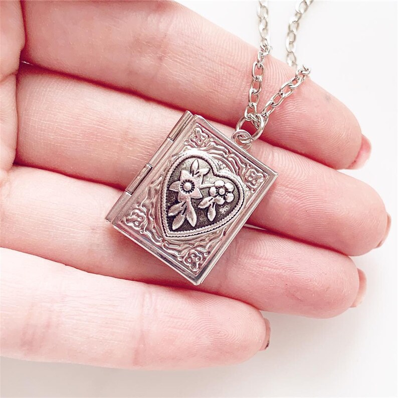 Heart Book Locket Gift for Girls Photo Locket Jewelry Hear Etsy