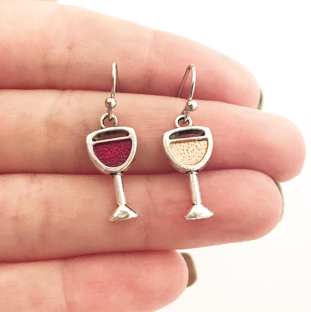 Wine Earrings Wine Lover Gift for Her for Women Mismatched Earrings