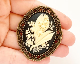 Lily of the Valley Brooch Cameo Brooch Flower Pin Floral Jewelry