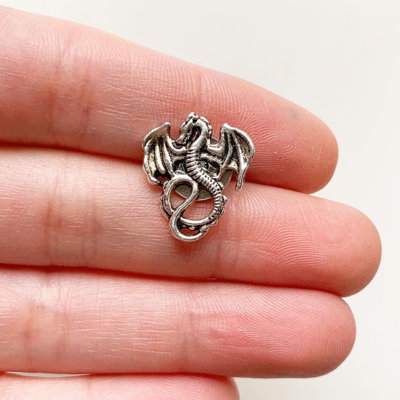 Dragon Lapel Pin Small Silver Tie Tack Brooch Etsy