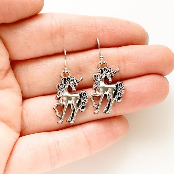 Boucles d'oreilles licorne en argent