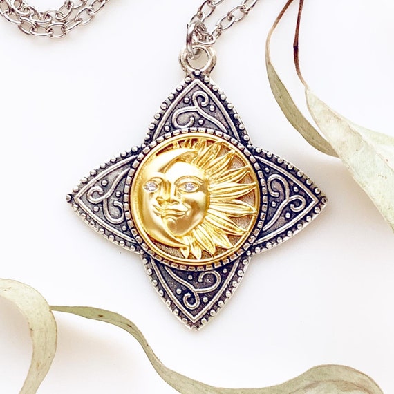 Sun Necklace Sun and Moon Gold and 