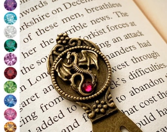 Dragon Bookmark Birthstone Book Gifts Metal Bookmark for Book Lovers