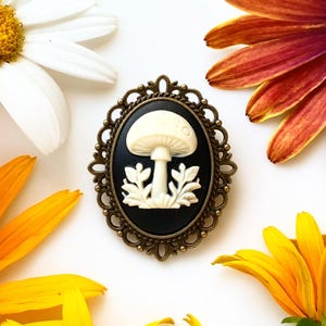 Mushroom Cameo Brooch Mushroom Renaissance Fair Woodland Forest Cottage Core