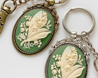 Lily of the Valley Keychain Cameo Key Chain Floral Accessories