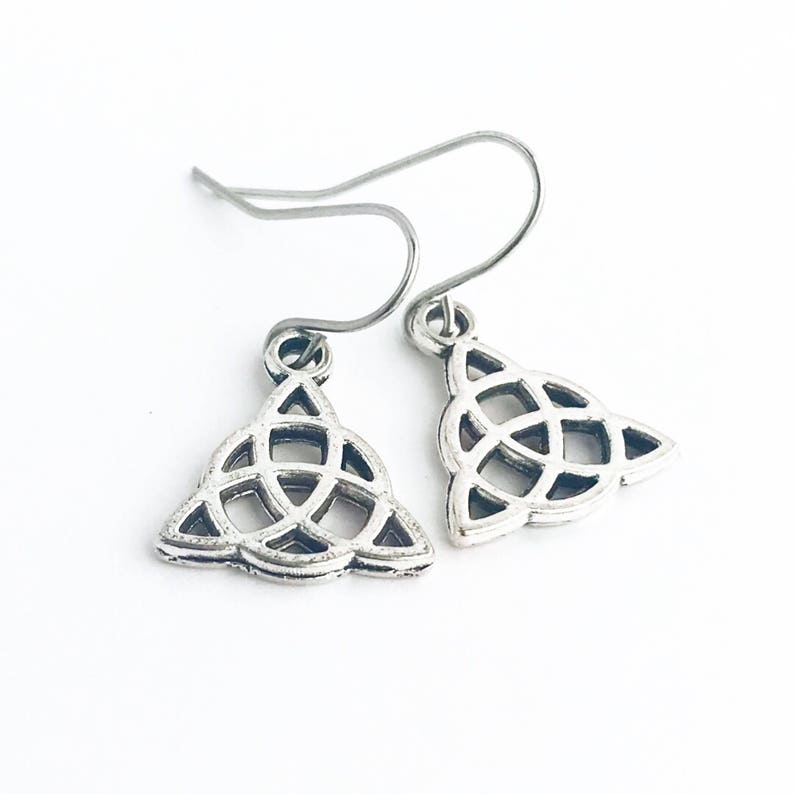Classic Celtic Love Knot Silvered Earrings on .925 Sterling Silver French Hooks