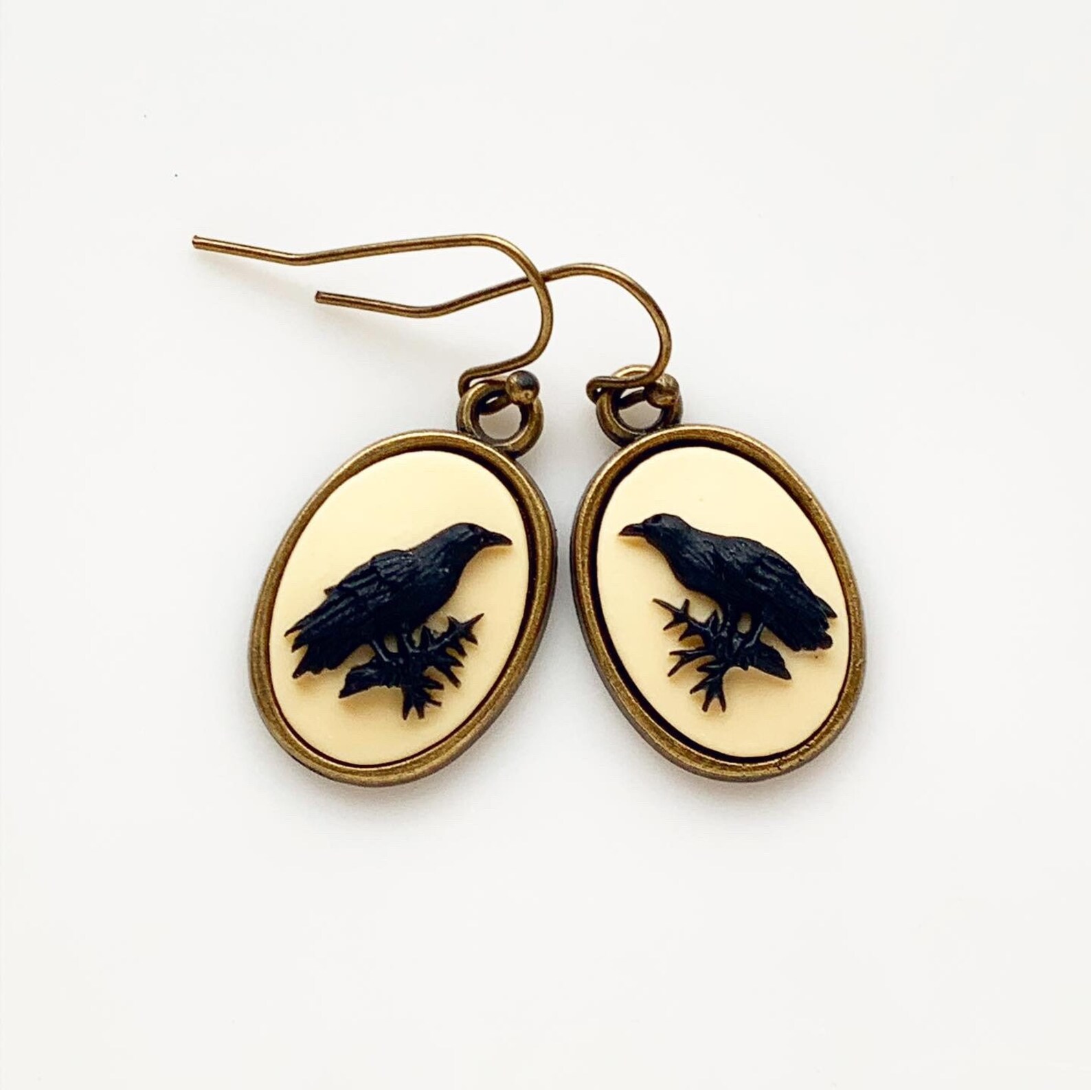 Raven Cameo Earrings Crow Jewelry Edgar Allan Poe Etsy