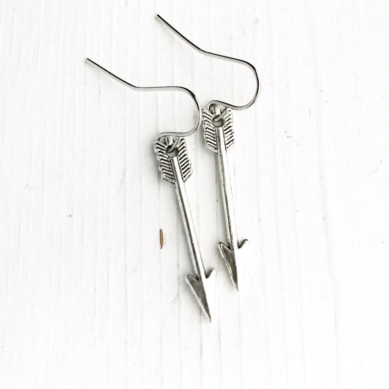 Silver Arrow Earrings Small Everyday Simple Arrow Earrings Gift for Women Archery Lover Gift Bridesmaids Jewelry Silver Dangly Dangle Boho