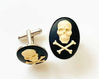 Skull Cameo Cufflinks Wedding Gift for Men
