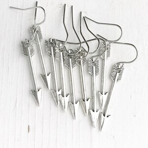 Rhodium Plated Small Arrow Earrings main image 0