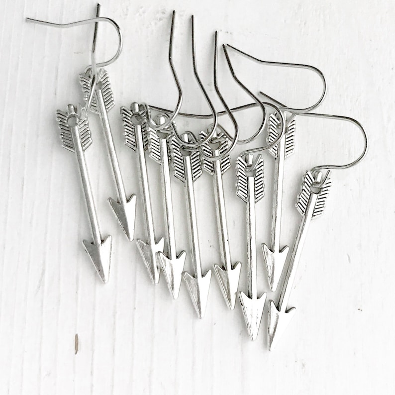 Silver Arrow Earrings Small Everyday Simple Arrow Earrings Gift for Women Archery Lover Gift Bridesmaids Jewelry Silver Dangly Dangle Boho