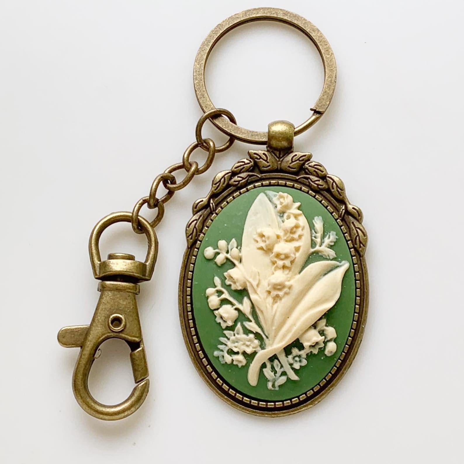 Lily of the Valley Keychain Cameo Key Chain Floral Accessories Etsy