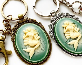 Mermaid Keychain Cameo Key Chain Mermaid Lover Gift