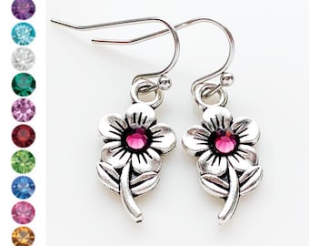 Flower Birthstone Earrings Floral Jewelry Personalized Gifts