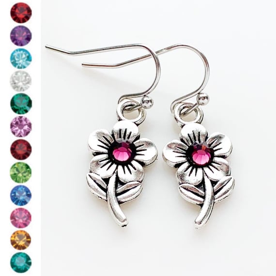 Daisy Flower Post Stud Earrings Honeysuckle Pink Sterling Silver Daisy Flower Post Stud Earrings Honeysuckle Pink Sterling Silver