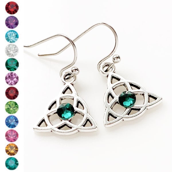 Celtic Knot Birthstone Earrings Celtic Jewelry Irish Knot Earrings