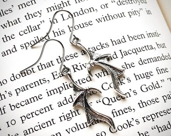 Dragon Wing Earrings Everyday Silver Gothic Earrings
