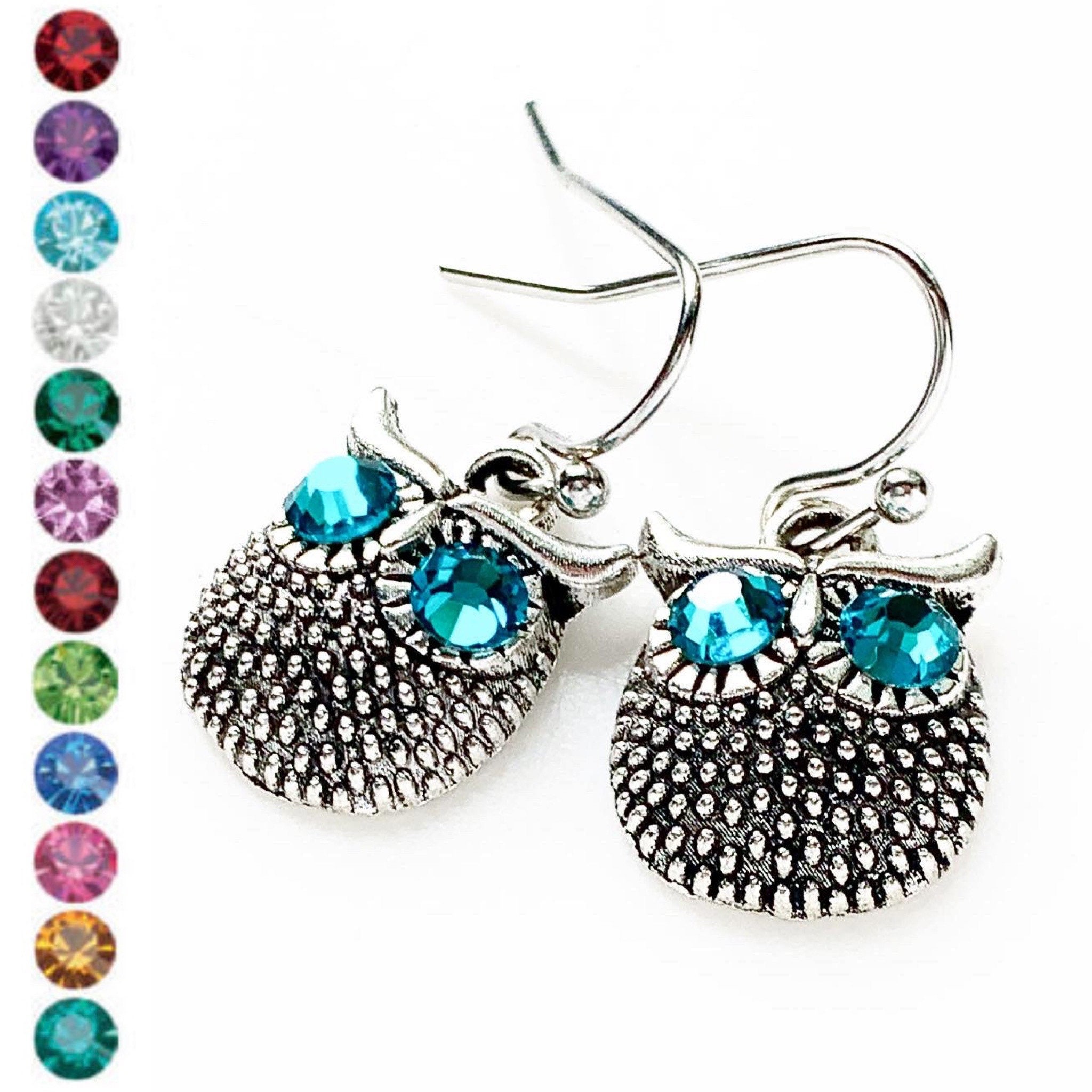 Owl Birthstone Earrings Owl Jewelry Personalized Gifts