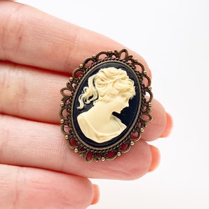 Victorian Lady Cameo Brooch / Small Pin Steampunk Lover Gift Vintage Wedding Bridesmaid Favors Costume Brooch Bouquet Boutineer on a Budget