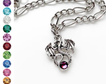 Dragon Birthstone Bracelet Custom Jewelry Gift for Dragon Lovers
