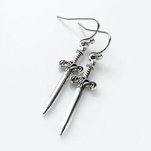 Silver Sword Earrings Gothic Renaissance Fair Earrings