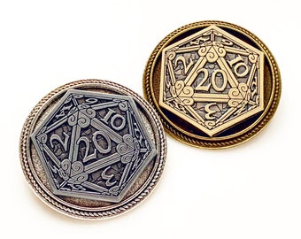 D20 Pin Dungeons and Dragons Brooch Dungeon Master Gift Metal Pin