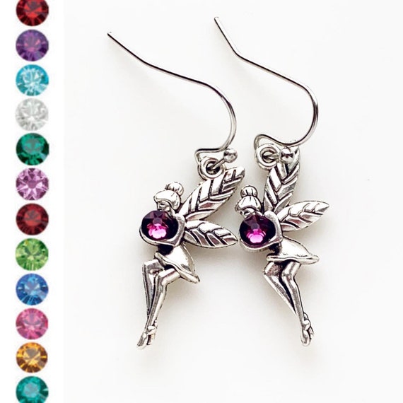 Fairy Earrings Birthstone Earrings Fairy Jewelry Personalized Gift