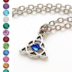Birthstone Celtic Necklace Irish Knot Trinity Knot Celtic Knot Jewelry