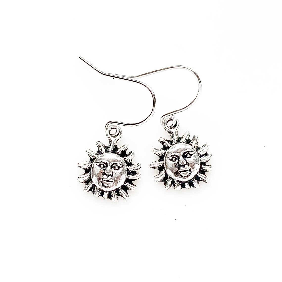 Sun Earrings Silver Dangly Earrings 90s Style Sun Jewelry Etsy