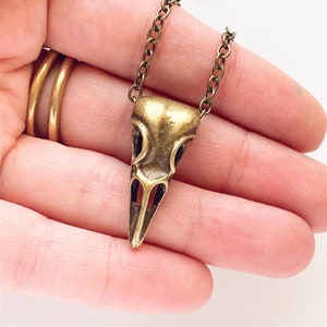 Raven Skull Necklace for Women or Men Crow Bird Skull Pendant